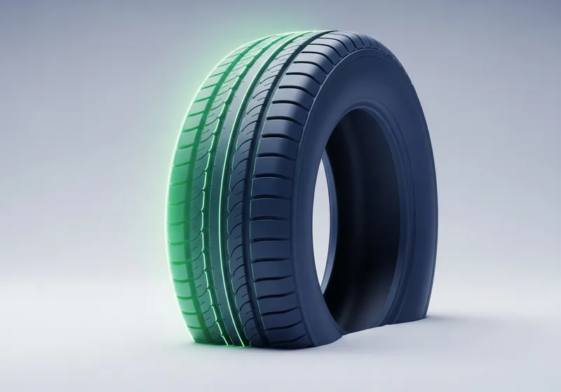 Conceptual illustration of a tire's tread, likening knee cartilage to tread worth protecting
