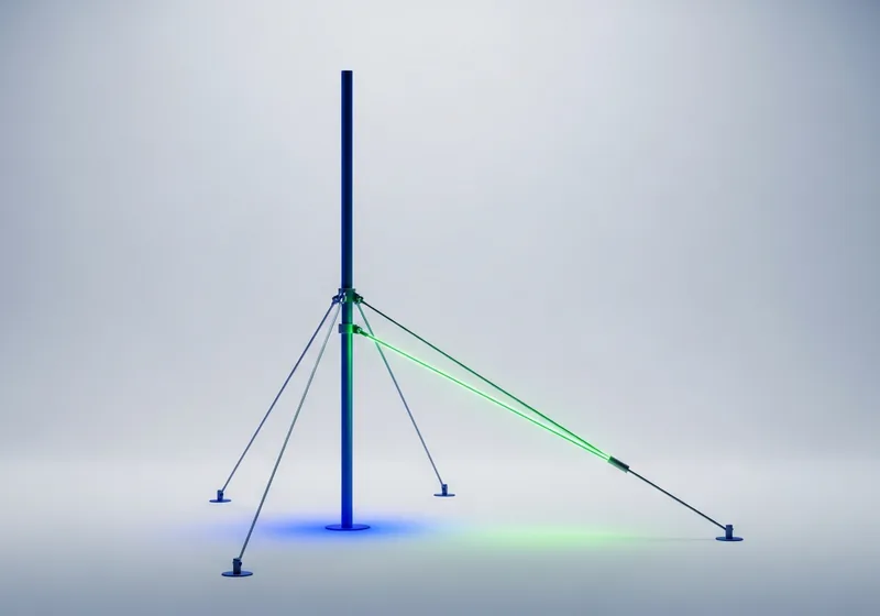 Conceptual illustration of guy-wires steadying a pole, likening knee ligaments stabilizing the joint