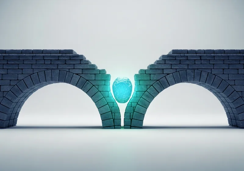 Illustration of a bridge keystone, likening the SI joint to a load-bearing keystone